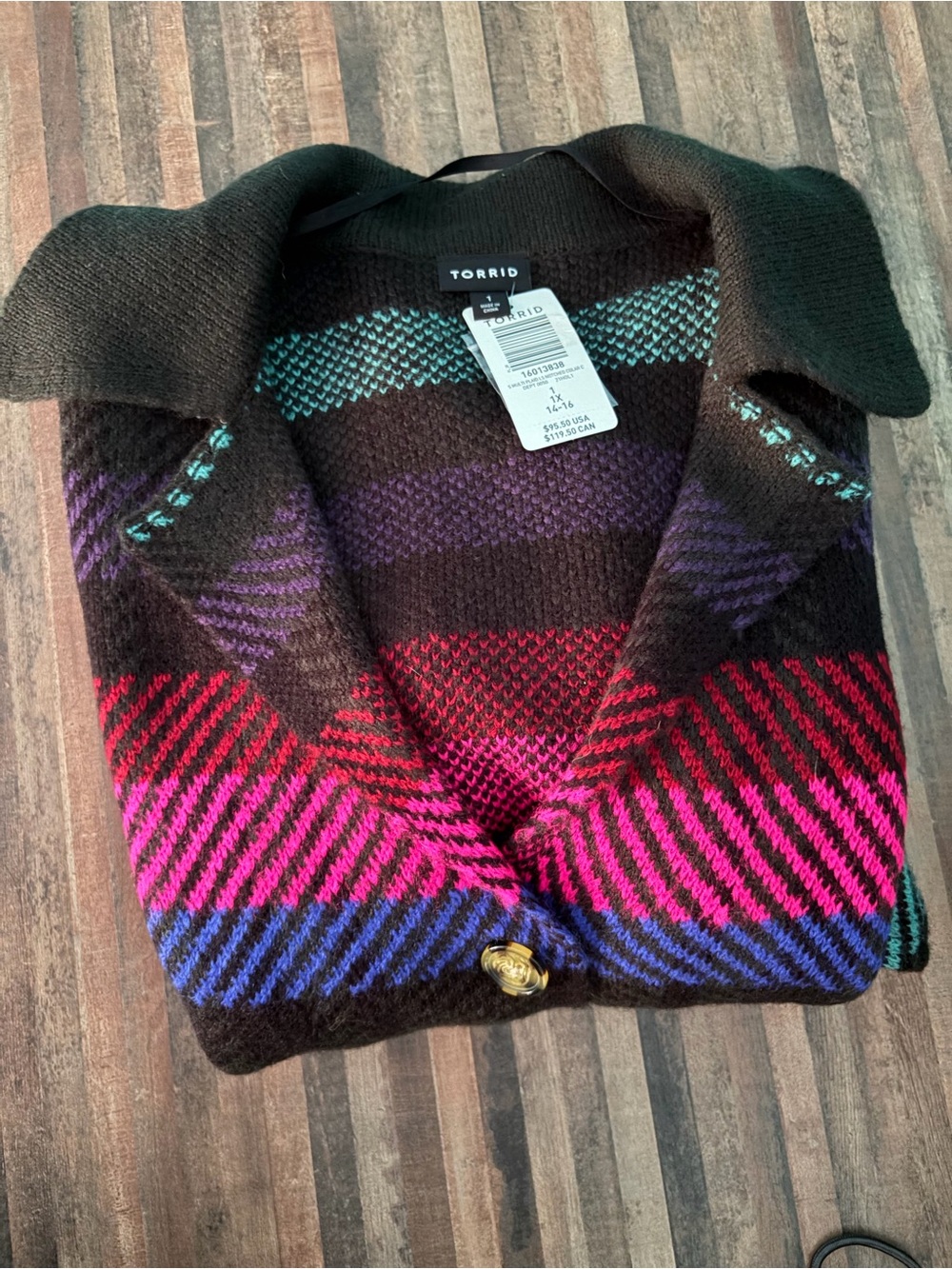Torrid Multicolor Striped Long Cardigan — NWT